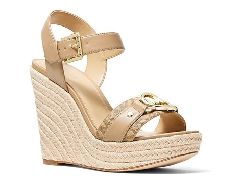 michael michael kors jodi leather platform wedge espadrille sandals|Michael Kors open toe sandals.